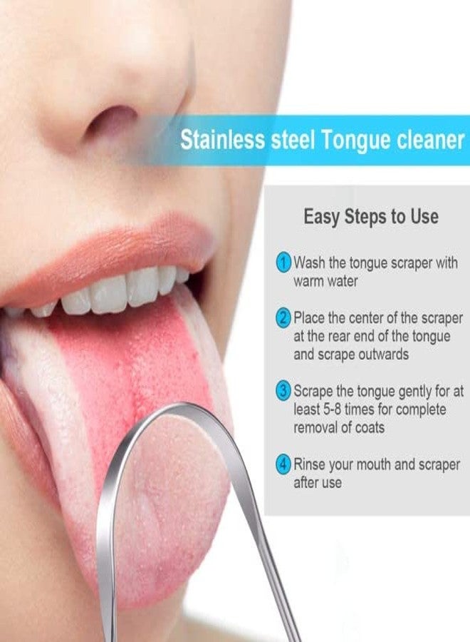 Pristine Tongue Cleaner Bad Breath Treatment For Adults & Kids, 100% Stainless Steel Tongue Cleaner For Oral Care, Easy to Use Tongue Cleaner For Hygiene (2 - Pieces) - Image 4